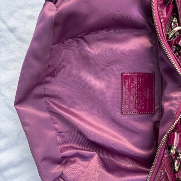 Coach Burgundy Patent Leather Handbag/Shoulder Bag #15921 - Picture 9 of 10